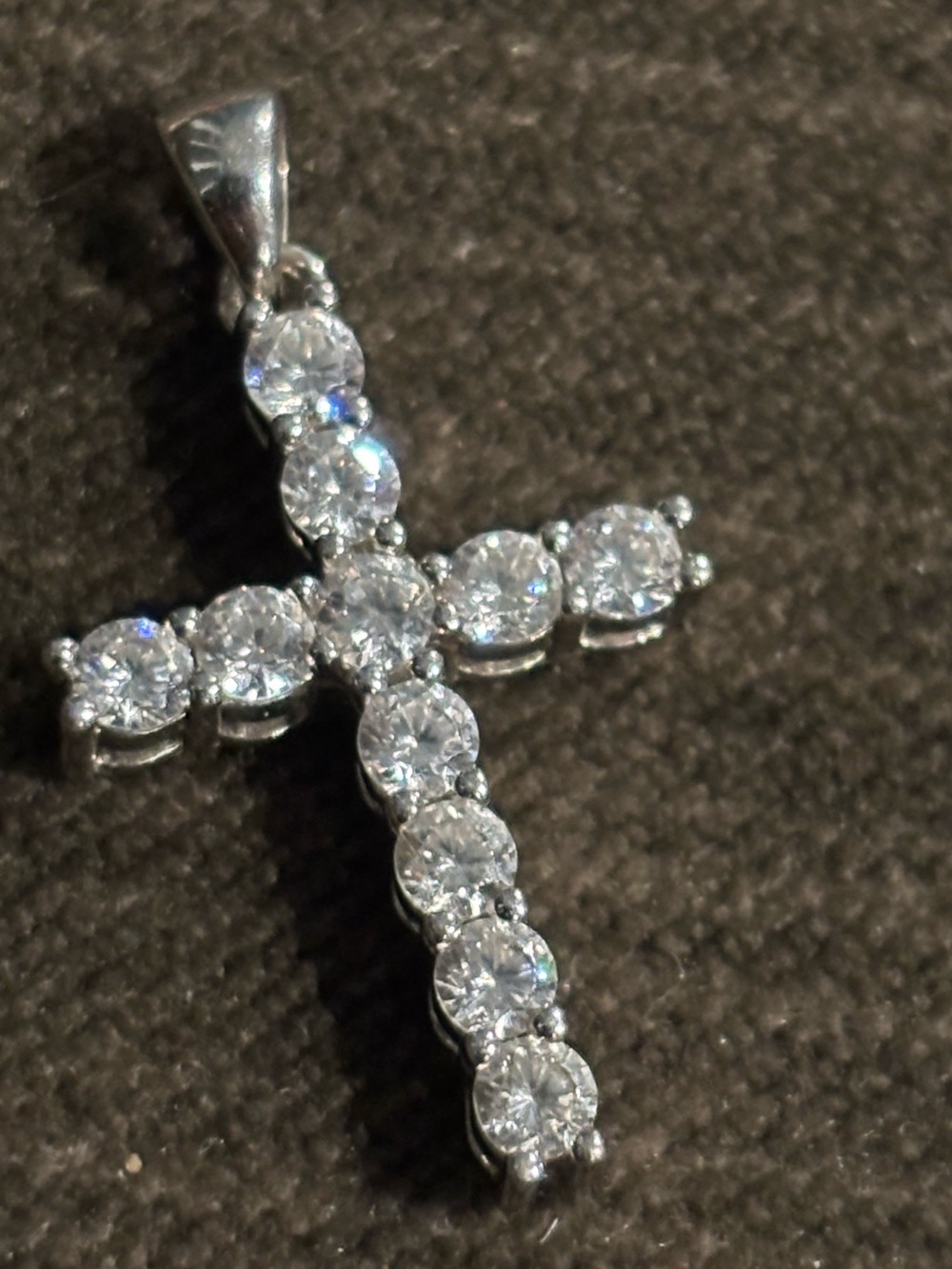 .925 Sterling WHITE TOPAZ Cross PENDANT Vintage Silver Fine Jewelry TESTED